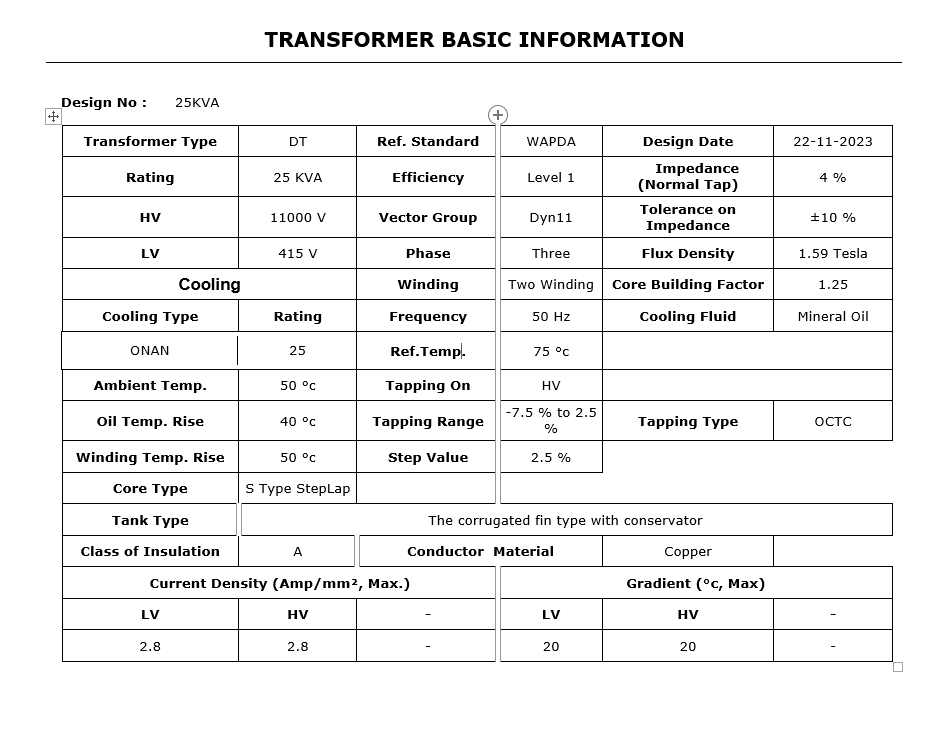 25KVA Distribution Transformer Design pdf